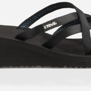 Black Teva Wedge Flip Flops Womens 9 EUC